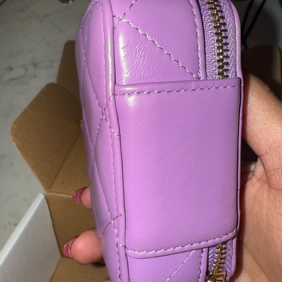 CHANEL PURPLE QUILTED LAMBSKIN MINI CC ZIP ON A CHAIN NWOT - Picture 10 of 10